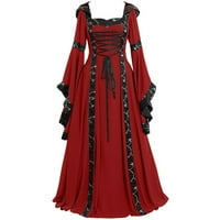 Yanhoo ženske plus veličina haljine Gothic bljeskalice s kapuljačom s kapuljačom srednjeg renesanse