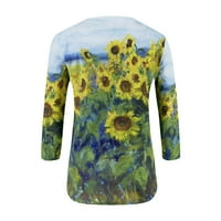 Majice FVWitLYH za žene majica za žene Ležerne prilike ljetnih vrhova TEE CREW CACT Mid Dužina Modni