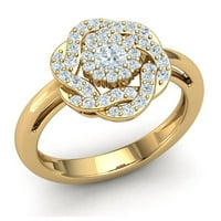 0,7ctw okrugli rez dijamantski ženski ženski klaster Fancy Angažman prstena za mladena 18k zlato F VS1