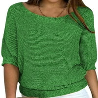 Beiwei žene džemper rukavac džemper vrhovi vrat vrat pleteni džemperi labavi pulover dame pune boje