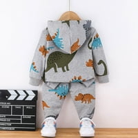Toddler Boys Girls Outfit Dugi rukav Crtani Dinosaur Prints Hoodie Tops Hlače odijelo za bebe odjeću