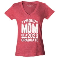 Trgovina 4ever Ponosna mama diplomirane tanke FIT V-izrez majica X-Veliki Heather Red