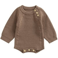 Calsunbaby novorođenče dječak dječji pleteni bodysuit romper solidna boja jednodijelni džemperi 6-mjeseci