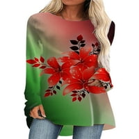 Ženski cvjetni print tunika Dugih rukava Crew Crt na vrhu Ležerne prilike labave bluze za Fall S-4XL