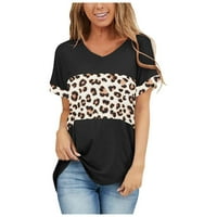 Žene seksi leopard slatka grafička majica Ležerne majica kratkih rukava s kratkim rukavima Dame izlaze