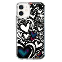 Apple iPhone Shoototo Clear Hybrid Zaštitna futrola za fotografije Crna bijela srca voli grafiti