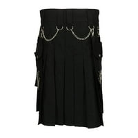Wozhidaoke Summer Haljina nagnuta suknja Muški modni škotski stil Zipper Festival Pribor crna 4xl