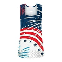 Američka zastava Žene 4. srpnja Patriotske tanke osnovne majice bez rukava bez rukava Square Comfort
