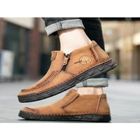 Muški čizme za gležnjeve udobne kožne cipele patentni patentni patentni patentni cipela za vožnju cipelama