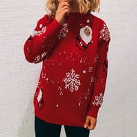 HGW božićna odjeća dame božićne vune pletenje okrugli vrat Ispis džemper s dugim rukavima žene stilski