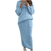 Ženska jesen zimska pletena suknja odjeća dugih rukava sa džemper s dugim rukavima setovi visokih struka