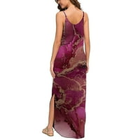 Gaecuw Plaža Maxi haljina za žene V izrez Sundresses Dužina bez rukava Swing Place Haljine Trendne haljine