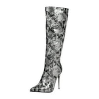 Ženske čizme, žene super visoke potpetice na šiljastim cipelama Zimske leopard Print zmija uzorak Stilettos