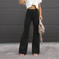 Široke pantalone za noge, ženska modna udobna džepa u boji, casual pants crna xx-velika