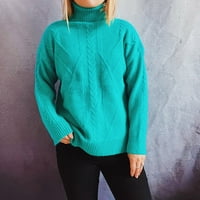 Cuhas ženske modne džempere za žene plus veličine jesen i zimski ispis pleteni ovratnik dugih rukava