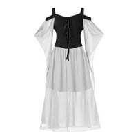 Crne haljine za žene Gotic Goth Halloween plus veličina hladnog ramena leptir rukava bijela 5x