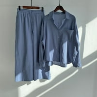 Proljeće i ljetno dvodijelno blokiranje boje jednokradne majice s dugim rukavima Shorts Labavi modni