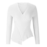 Dahich Womens Dukseri dugih rukava Ležerne prilike pulover VACT COSS COSY pulover vrhovi pletiva bijela