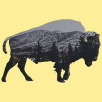Američki bison muški krem ​​od banane žuti grafički tee - dizajn ljudi 2xl