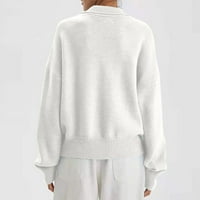 Ženski džemperi Džemper za uklanjanje ramena Ležerne pune dugih rukava debeli plemen V-izrez džemper
