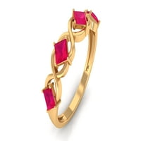 Princeza rezano rubin vjenčani prsten za žene - 0. CT - AAA Kvalitet, 14k žuto zlato, US 3,50