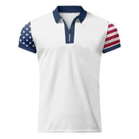 PXiakgy polo majice za muškarce muško ljeto Američka zastava tiskana majica Okrenite navratnik kratkih