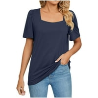 Ženske ljetne ležerne majice Pleted kratkih rukava kvadratni ovratnik labavi fit bluza Solid Box Osnovne