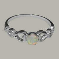 Britanci napravio je 9CT bijelo zlato prirodni Opal Womens Prsten za pasijans - Opcije veličine - veličina