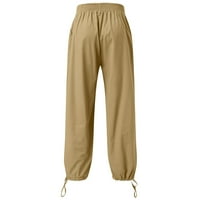 Bacocke muške hlače Muške modne casual pune boje pamučne i posteljine čipke up pantalone cvjetaju hlače