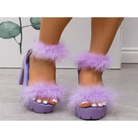 Colisha Womens Sandale Peep Toe Haljina Sandal gležnja na kaznom casual cipele radno svjetlo modne cipele široke širine visoke potpetice Purple 5.5