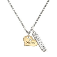 Delight nakit Goldtone Velika sestrinska sestra Srce sa čistim kristalom - Silvertone uživo Život Život