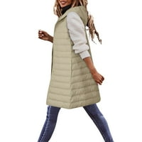 Njshnmn Ženski lagani obrezirani puffer prsluk patentna jakna na puffer jakna s kapuljačom zgušnjava