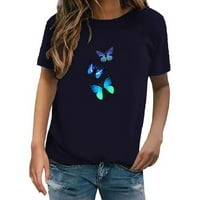 Lowrofile košulje za žene plus veličine kratkih rukava Ležerne prilike modni leptir Print okrugli vrat