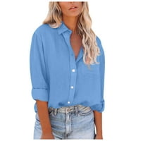 Trendi bluze za ženske majice V majice V izrez labava bluza dugih rukava majica povremena radna tunika