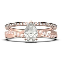 Prekrasna minimalistička Art Deco 1. Carat Pear Cut Autentični dijamantni prsten za angažman dijamant,
