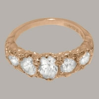 Britanci napravio 9k ružičasto zlatni sintetički kubični cirkonijski ženski Obećani prsten - Opcije veličine - Veličina 8,75