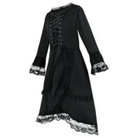 Gotičke haljine čipkasti rukav krug okrugli vrat Tunic Tuntion Vintage Crna haljina Women plus veličina