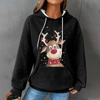 Ženska božićna vučna majica za ženske bluze s dugim rukavima Slatka jelena Ispis pulover kapuljač za
