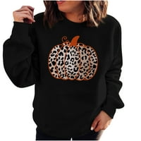 Žene prevelike vrhove Leopard bundeve tiskani pahuljicamaHirt ​​Halloween Pulover casual grafički džemperi