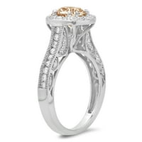 2.7ct okrugli rezani šampanjac simulirani dijamant 14k bijeli zlatni angažman halo zvona veličine 5,25