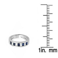DazzlingRock kolekcija 10k Princess Cut White Diamond i Blue Sapphire Ladies Vjenčanje prsten za slaganje,