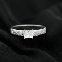 Zaručnički prsten - Princess Cut Moonstone Prsten sa dijamantom za žene, Sterling Silver, US 3,00