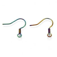 Jon Postavljanje nehrđajućeg čelika Francuske naušnice Kuke Ravne naušnice Kuke ušne žice sa perlama i horizontalnom petljom Rainbow Boja 17.5x18 ~ rupa: PIN: