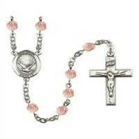 Sveti duh srebrne krunice oktobar ružičaste požarne polirane perle Crucifi Veličina medaljine šarm