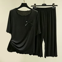 Xihbxyly Cleances setovi Dvije odjeće za žene ljetne kratkih rukava s majicama izvezenih pamučnih kombinezona