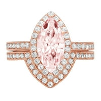 2.48ct Marquise rez ružičasti simulirani dijamant 18k ružičasto zlato graviranje halo godišnjica vjenčanja