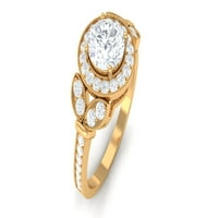 Vintage inspirirani moissan zaručni prsten za žene - D-vs ocjena, 14k žuto zlato, SAD 7.50