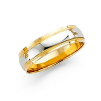 Čvrsta 14K zlatna okrugla kubična cirkonija Bijela i žuta prstena Dva godišnjica vend vend vend veličine
