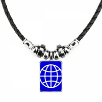 Zemlja plava kvadratna upozorenja Oznaka ogrlice nakit moment kože konop privjesak