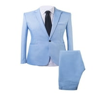 Glonme Muška odijelo elegantno čvrsto jednim gumbom Slim Fit Jednoj grupi Blazer Soild Color hlače